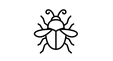 Minimalist line art illustration of a beetle, insect icon, simple drawing © aflahul rozi