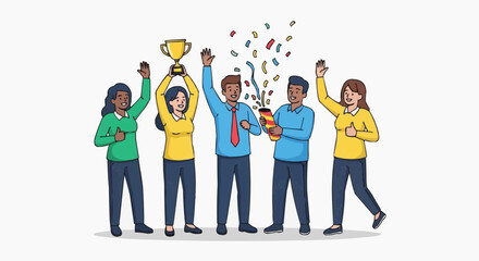 Fototapeta premium Teamwork Success Celebration Business Achievement Concept