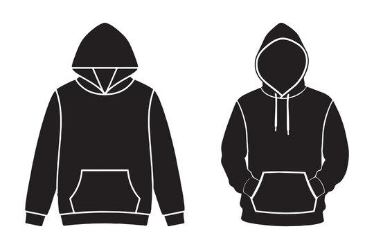 Hoodie Silhouette Vector Isolated Black Outline Minimal Design