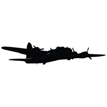 B-17 flying fortress bomber silhouette vector illustration of wwii military aircraft art.