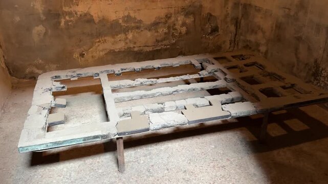 Ancient Carbonized Wooden Bed Frame Preserved in a Herculaneum Villa