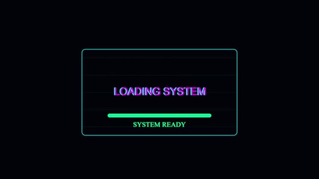 Loading screen, system startup, progress bar, technology background, digital interface