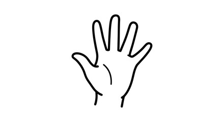 Obraz premium Open Hand Silhouette Vector Icon, Five Fingers Spread, White Background, Simple Line Art