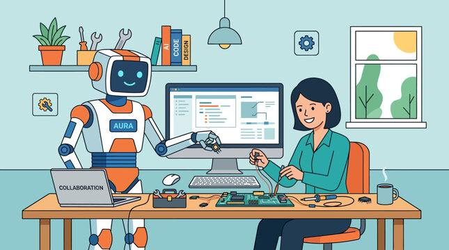 Human and Robot Collaboration in Electronics Engineering and Artificial Intelligence Programming Workspace