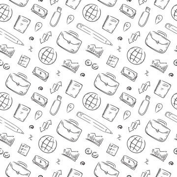 business pattern. startup seamless pattern. doodle business seamless pattern background