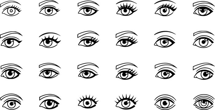 Eye side icon vector collection, illustration logo template in trendy thin line editable strokes style.

