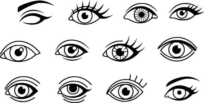 Eye side icon vector collection, illustration logo template in trendy thin line editable strokes style.
