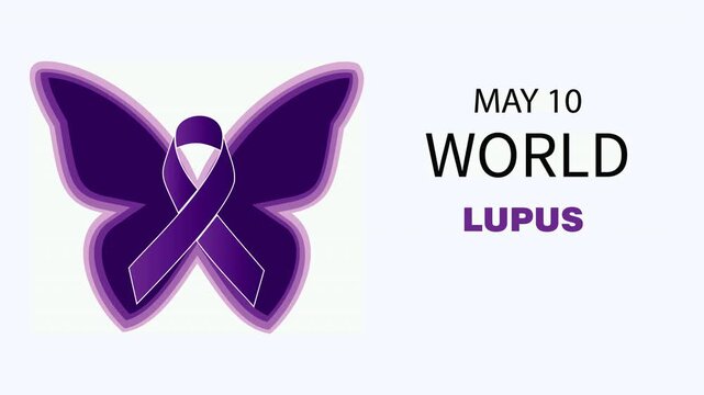 Butterfly and ribbon raising awareness for world lupus day. Perfect for social media posts, posters, and educational materials related to lupus awareness.