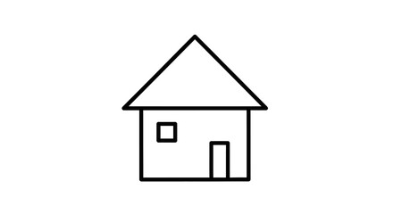 Fototapeta premium Simple House Icon, Minimalist Outline Drawing, Real Estate Symbol