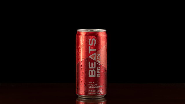 S&atilde;o Paulo, Brazil - April 24, 2026: Beats Red Mix Red Fruits drink can