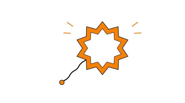 Clean orange starburst callout badge with hand drawn black outline and small motion accent lines on a white background, suitable for announcement, notification, promotion, highlight, sticker, label.