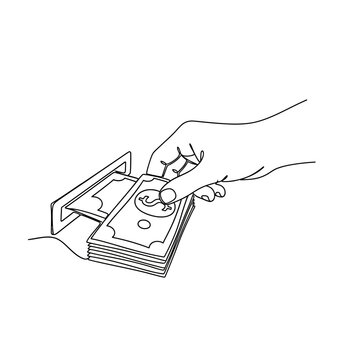 Hand withdrawing money from an ATM machine.