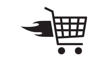 Shopping cart icon with flame design inside indicates fast delivery and quick shipping service for online purchases featuring ecommerce, fire symbol, © Farjana