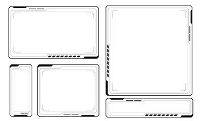 Hud frames black user interface elements design modern technology futuristic control panel screen digital hologram window gaming menu touching cyber monitor set on white background vector © patthana