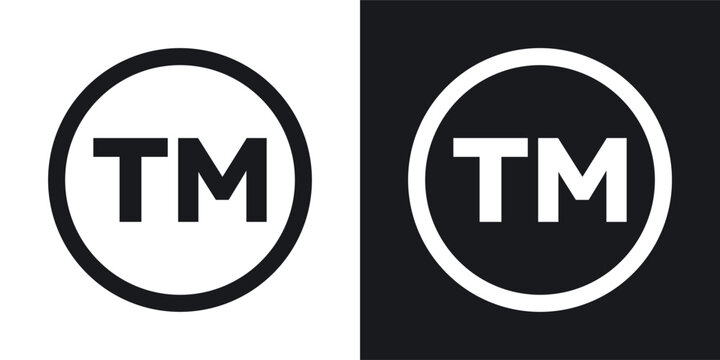 TM trademark icons set in black and white stroke lines