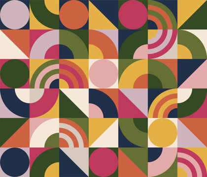 Vintage geometric seamless pattern in warm ochre and terracotta tones. Eps 10