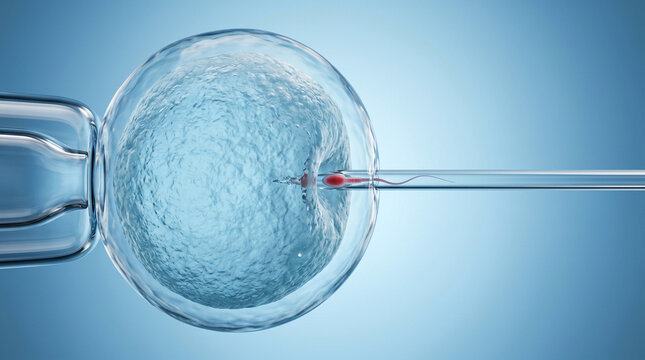 ICSI Intracytoplasmic Sperm Injection Procedure Under Microscope for IVF