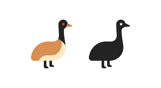 two stylized ducks illustration, minimalist background, graphic design