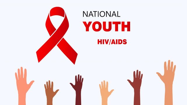National youth hiv aids awareness day concept showing a red ribbon. Ideal for health campaigns, educational materials, social media posts, and presentations.