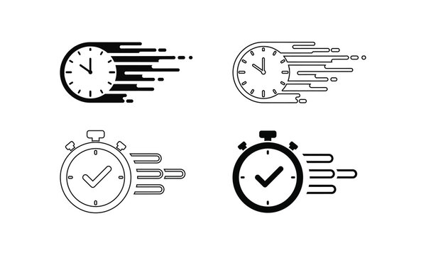 Time is running out dynamic clock and stopwatch silhouette illustrations