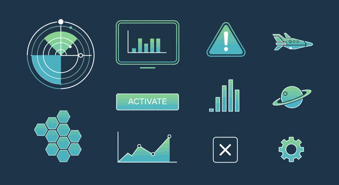 Technology and Data Visualization Icons Set