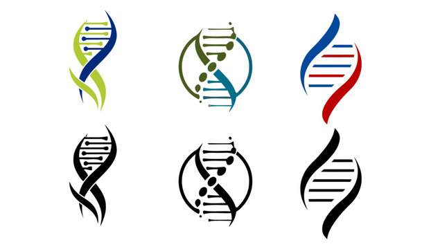 DNA Double Helix Logo Set - Biotech and Genetic Research Icons