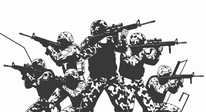 soldiers silhouettes vector