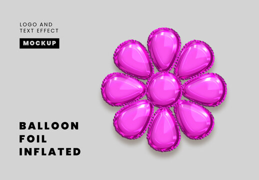 Balloon Foil Inflated Logo And Text Effect Mockup
