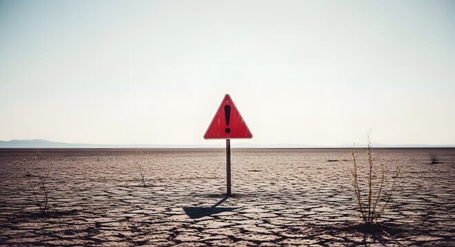 Simple danger sign on ground.