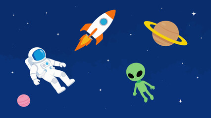 Space astronaut alien rocket planet © k8m