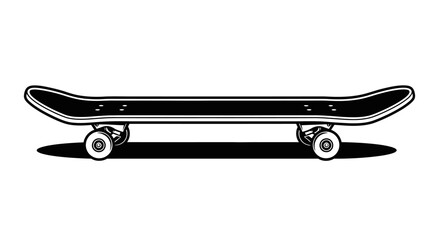 Black and white skateboard illustration on white background isolated design © irul