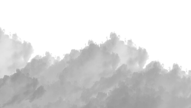 Dramatic cloudscape with fluffy white clouds on transparent background high-quality professional detailed