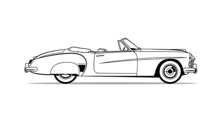 Obraz premium Classic convertible car silhouette isolated on white background vector illustration