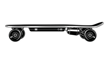 Electric skateboard in black and white against a clean white background © irul