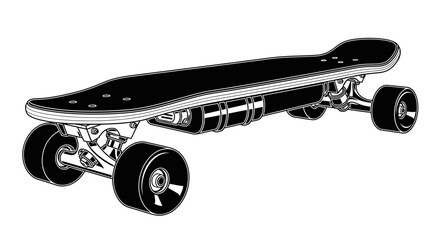 Electric skateboard isolated illustration black and white for design concept © irul