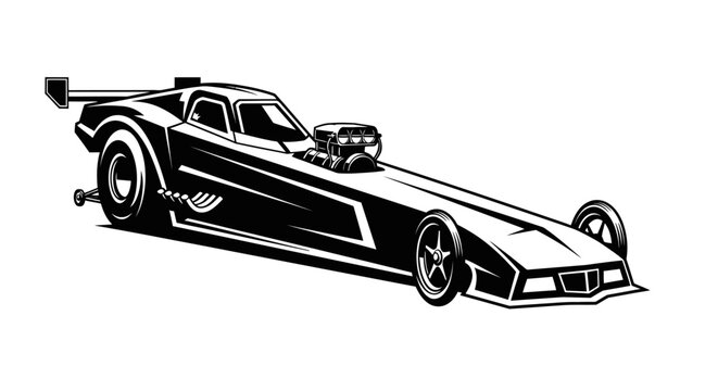 Dragster racing car illustration isolated on white background for design