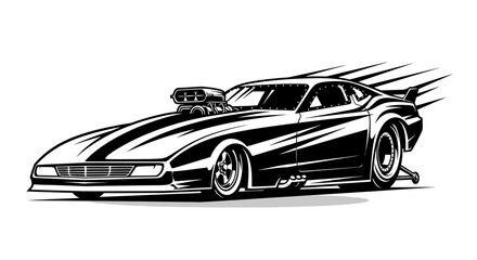 Obraz premium High performance drag racing car vector illustration on white background