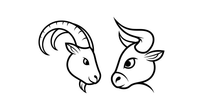 Black and white line of two cartoon wolves howling wolf