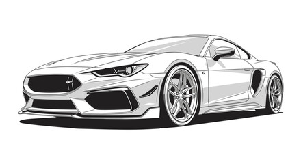 Fototapeta premium Modern sports car illustration sleek design with vector graphics and clean lines