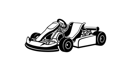 Obraz premium Monochrome go kart illustration racing vehicle isolated on white background