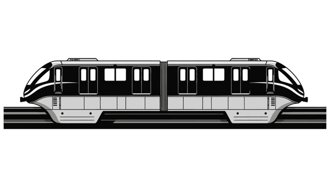 Modern monorail train illustration on isolated white background for transportation