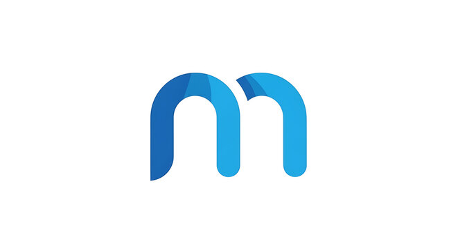 Minimalist blue lowercase letter m on white background