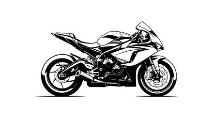 Fototapeta premium Sleek black and white motorbike illustration isolated on white background