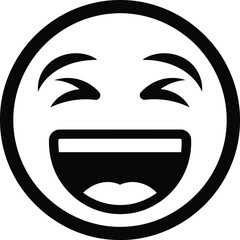 Fototapeta premium A simple black and white illustration of a smiling face with eyes closed in joyous laughter conveying happiness