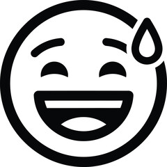 Obraz premium A black and white line drawing of a smiling face with a single teardrop conveying joyful sadness