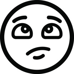 Fototapeta premium Simple black and white line drawing of a sad face emoji conveying disappointment or unhappiness in a minimalist style