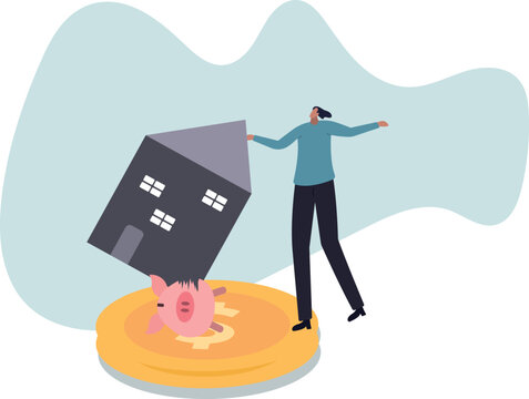 House expense and cost, too expensive payment or high interest rate mortgage .human life and situation.
