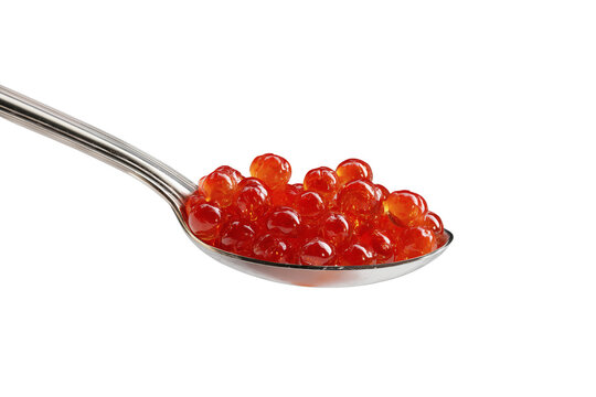 Red caviar isolated on transparent or white background, png