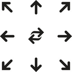Fototapeta premium Arrows arranged in a symmetrical grid demonstrate clear directional logic for digital interface navigation and user experience design.