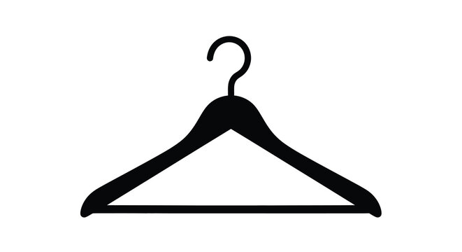 A simple black coat hanger presented as a striking silhouette